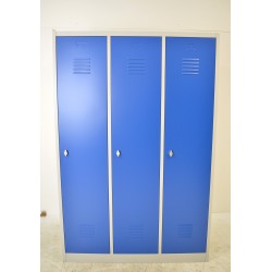 Vestiaire Industrie Salissante 3 Colonnes Fermeture Moraillon 180x120x50cm - NT-SA-3