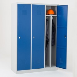 Vestiaire Industrie Salissante 3 Colonnes Fermeture Moraillon 180x120x50cm - NT-SA-3