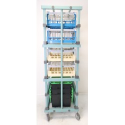 Chariot 6 Niveaux SRE 4 Paniers Plonge + 3 Bacs de Rangement