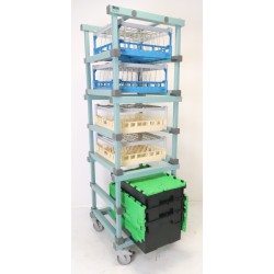 Chariot SRE 4 Paniers Plonge + 3 Bacs de Rangement pour Vaisselle Réutilisable