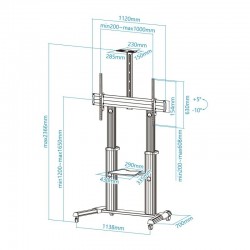 Support de Téléviseur sur Roulettes TOOQ Parthenon pour Écran 60" à 100" Argent - FS20300M-B