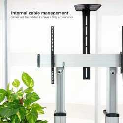 Support de Téléviseur sur Roulettes TOOQ Parthenon pour Écran 60" à 100" Argent - FS20300M-B