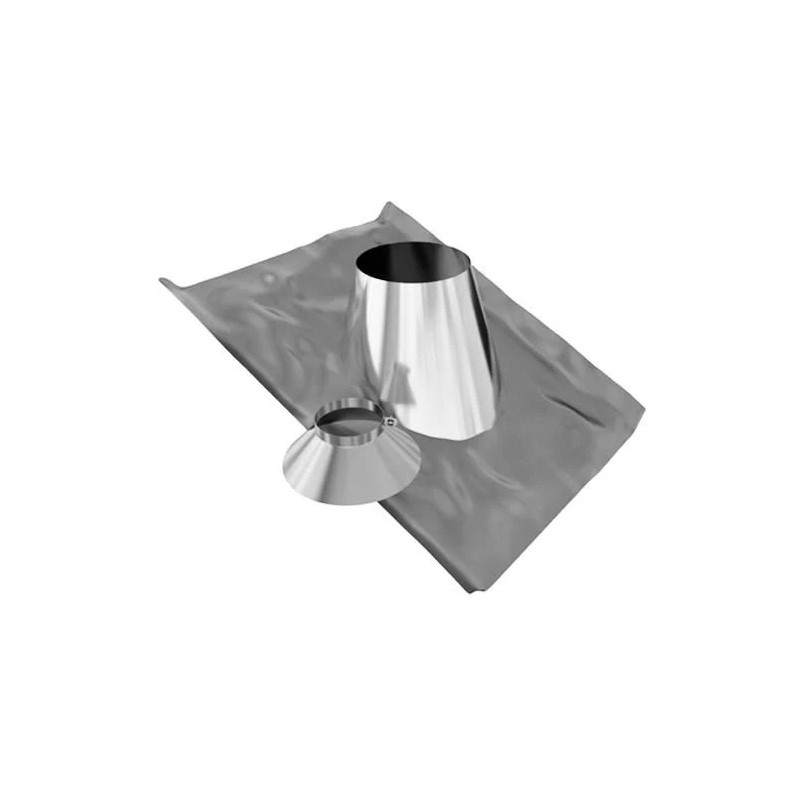 Solin Toiture Inox Pente 5°-30° Avec Collet Anti-Intempéries Ø150mm