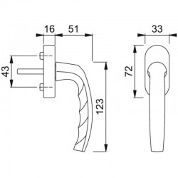 Poignée pour Oscillo-Battant HOPPE Atlanta Secustik 0530/US952 Carré Variofit 32/42mm Vis 45/50mm Alu - 10760927