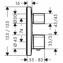 Dimensions Façade HANSGROHE Ecostat E