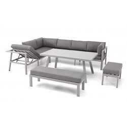Salon de Jardin d'Angle 9 Places DCB GARDEN Antalya Aluminium Gris - ANTALYA-S1-GRIS