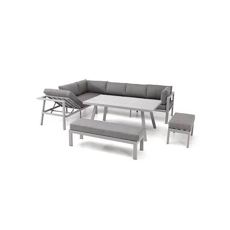 Salon de Jardin d'Angle 9 Places DCB GARDEN Antalya Aluminium Gris - ANTALYA-S1-GRIS Salon de Jardin d'Angle 9 Places DCB GARDEN Antalya Aluminium Gris - ANTALYA-S1-GRIS