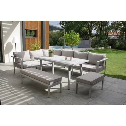 Salon de Jardin d'Angle 9 Places DCB GARDEN Antalya Aluminium Gris - ANTALYA-S1-GRIS