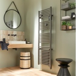 Sèche-Serviettes Électrique 750W ATLANTIC Doris Digital Connecté Vertical Mural Gris Anthracite - 850477 - NEUF