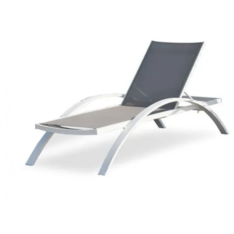 Bain de Soleil Transat Chaise Longue DCB GARDEN Multi-Positions en Aluminium Blanc Bain de Soleil Transat Chaise Longue DCB GARDEN Multi-Positions en Aluminium Blanc