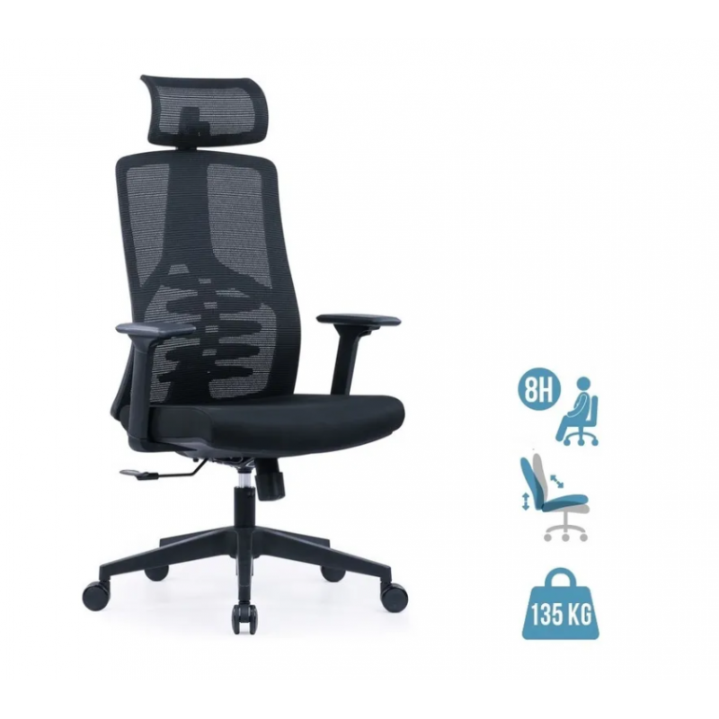 Siège Fauteuil de Bureau Ergonomique MT INTERNATIONAL 380X Soutien Lombaire Avancé Noir