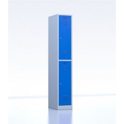Vestiaire Multi-Cases 2 Casiers 1 Colonne Fermeture à Clés 180x30x50cm Bleu/Gris