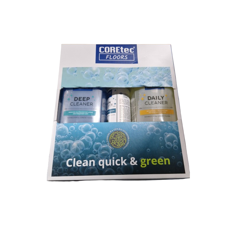 Kit de Nettoyage 3 Bouteilles CORETEC FLOORS Clean Quick & Green Pour l'Entretien du Sol Kit de Nettoyage 3 Bouteilles CORETEC FLOORS Clean Quick & Green Pour l'Entretien du Sol