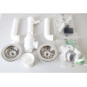 Kit Vidage Complet Siphon + Bondes + Trop-plein pour Double Évier - INA006
