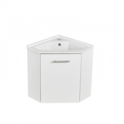 Meuble Lave-Mains Avec Vasque à Suspendre d'Angle ALLIBERT Corner Blanc Brillant 41cm