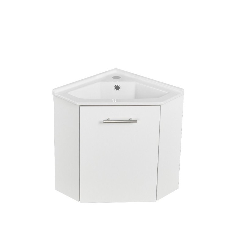 Meuble Lave-Mains Avec Vasque à Suspendre d'Angle ALLIBERT Corner Blanc Brillant 41cm Meuble Lave-Mains Avec Vasque à Suspendre d'Angle ALLIBERT Corner Blanc Brillant 41cm