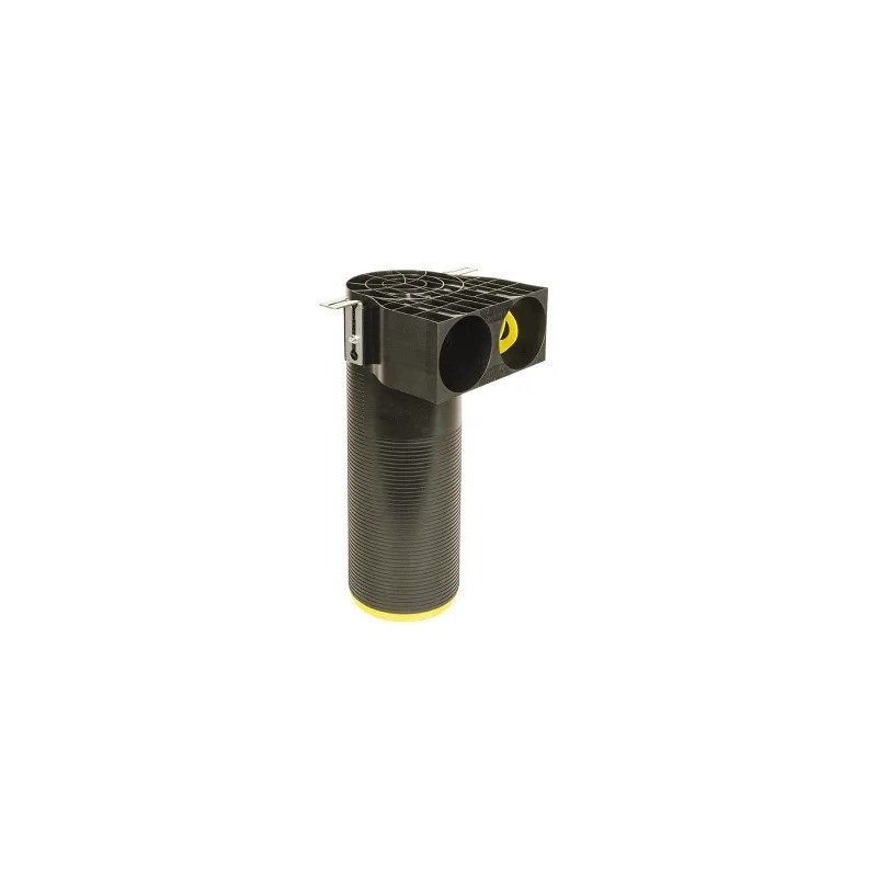 Manchette Longue Coudée à 90° 2 Piquages Circulaires ALDES Optiflex 2x75mm PEHD pour Installation Double Flux Manchette Longue Coudée à 90° 2 Piquages Circulaires ALDES Optiflex 2x75mm PEHD pour Installation Double Flux