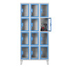 Vestiaire 12 Cases Portes Plexiglas CARAY Avec Prises Électriques 1940x900x515mm