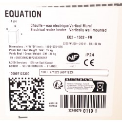 Chauffe-Eau Électrique 150L EQUATION Utilis Stéatite Vertical Mural 971223