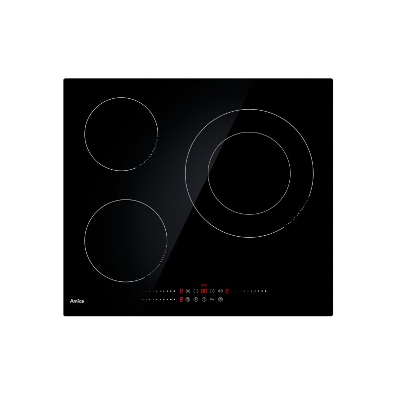 Plaque de Cuisson Induction 59cm AMICA 3 Zones avec 3 Boosters Noir Plaque de Cuisson Induction 59cm AMICA 3 Zones avec 3 Boosters Noir