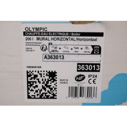 Chauffe-Eau Électrique 200L OLYMPIC FRANCE Stéatite Horizontal Mural Monophasé 363013