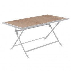 Table de Jardin Pliante 6 Personnes HESPÉRIDE Azua en Aluminium 150x80cm Houblon & Blanc - 187037
