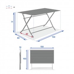 Table de Jardin Pliante 6 Personnes HESPÉRIDE Azua en Aluminium 150x80cm Houblon & Blanc - 187037