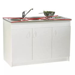 Meuble Sous-Évier de Cuisine NEOVA Sim'NF Mélaminé 3 Portes Blanc L1200xH822xP586mm