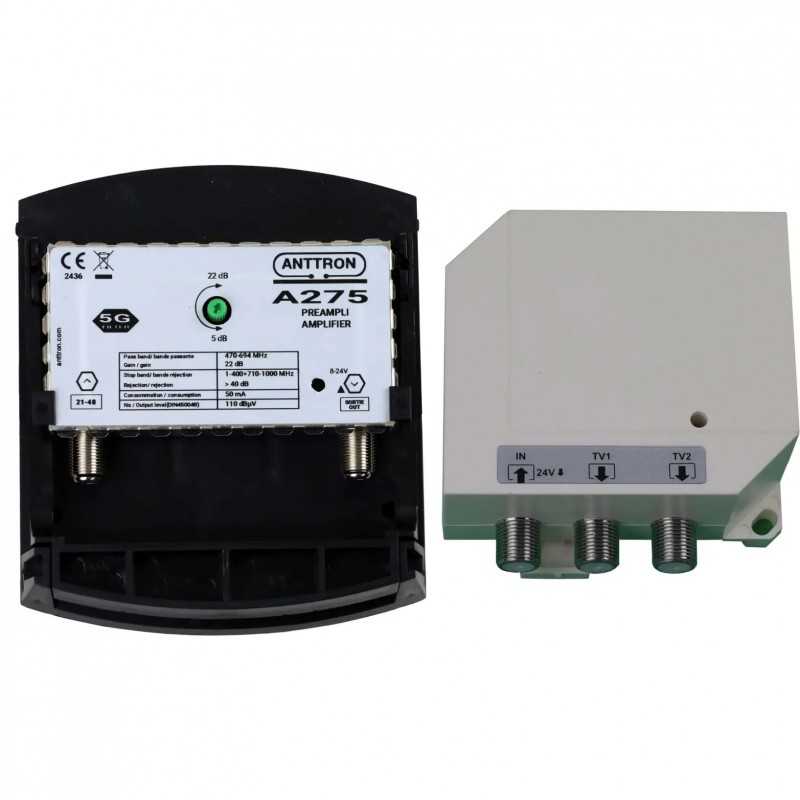 Kit Préamplificateur de Mat ANTTRON A275 Avec Alimentation A007 22DB 21-48 2 Sorties