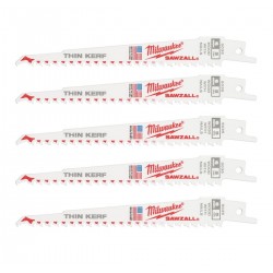Lot de 5 Lames de Scie Sabre MILWAUKEE 5 Tpi Longueur 150mm pour Bois - 48005035