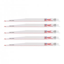 Lot de 5 Lames de Scie Sabre MILWAUKEE 5 Tpi Longueur 300mm pour Bois - 48005037