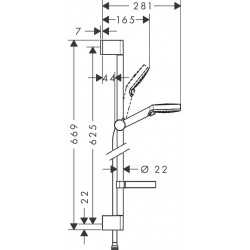 Ensemble de Douche HANSGROHE Crometta avec Pommeau Vario 2 Jets, Barre Unica'C et Porte-Savon Chromé