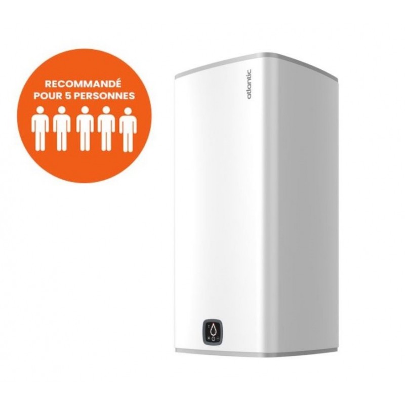 Chauffe-Eau Électrique Carré 120L ATLANTIC Linéo Connecté Stéatite Vertical Mural Monophasé - 157214