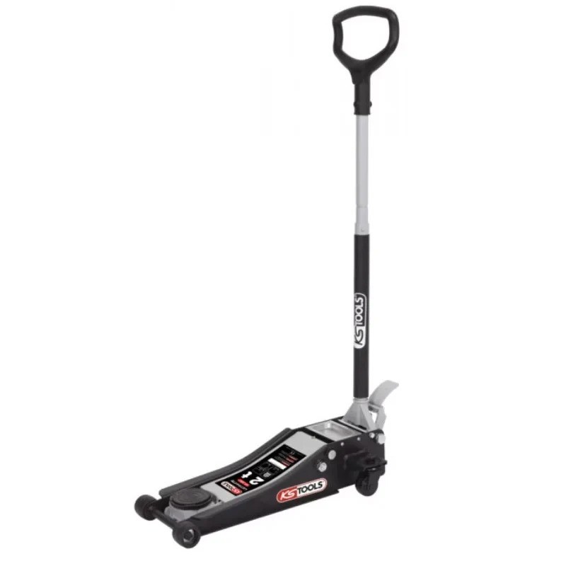 Cric Hydraulique Extra Bas 2T KS TOOLS en Acier Descente Freinée Hauteur de Levage Minimum 8cm - 161.0367
