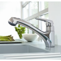 Mitigeur Cuisine GROHE Eurodisc avec Douchette Extractible 2 Jets Rotation 140° Chromé - 32257001