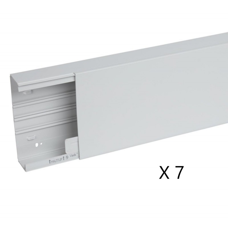 Goulottes de Câblage Longueur 2m PLANET WATTOHM Viadis 200x60mm Fond + Couvercle 1 Compartiment Gris - 16550