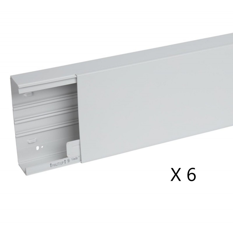 Goulottes de Câblage Longueur 2m PLANET WATTOHM Viadis 150x60mm Fond + Couvercle 1 Compartiment Gris - 16530