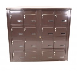 Bloc de 16 Boîtes aux Lettres LEABOX Collectives Extérieur Marron Sans Pieds...