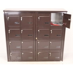 Bloc de 16 Boîtes aux Lettres LEABOX Collectives Extérieur Marron Sans Pieds - 4x4