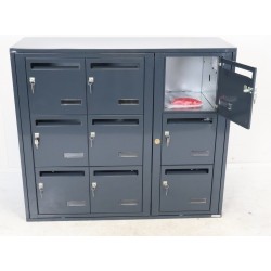 Bloc de 9 Boîtes aux Lettres LEABOX Collective Extérieur Mural Gris Anthracite - 3x3