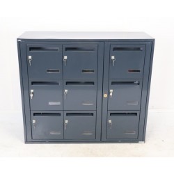 Bloc de 9 Boîtes aux Lettres LEABOX Collective Extérieur Mural Gris Anthracite - 3x3