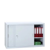 Armoire Basse Métallique de Bureau à Portes Coulissantes 4 Tablettes 160x109x45cm