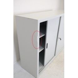 Armoire Basse Métallique de Bureau à Portes Coulissantes 4 Tablettes 160x109x45cm