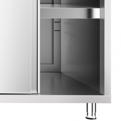 Meuble Bas Inox GOLDINOX 2 Portes Coulissantes sur Pieds L1400mm P700mm H850mm