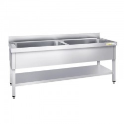 Plonge Inox GOLDINOX 2 Grandes Cuves L2000mm P700mm H850mm - TRX2072