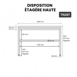 Table de Préparation Inox GOLDINOX Étagère Basse Sur Pieds