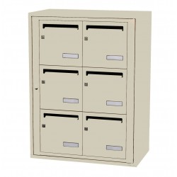 LEABOX - Bloc de 6 Boites aux Lettres Collectives Intérieur en Acier