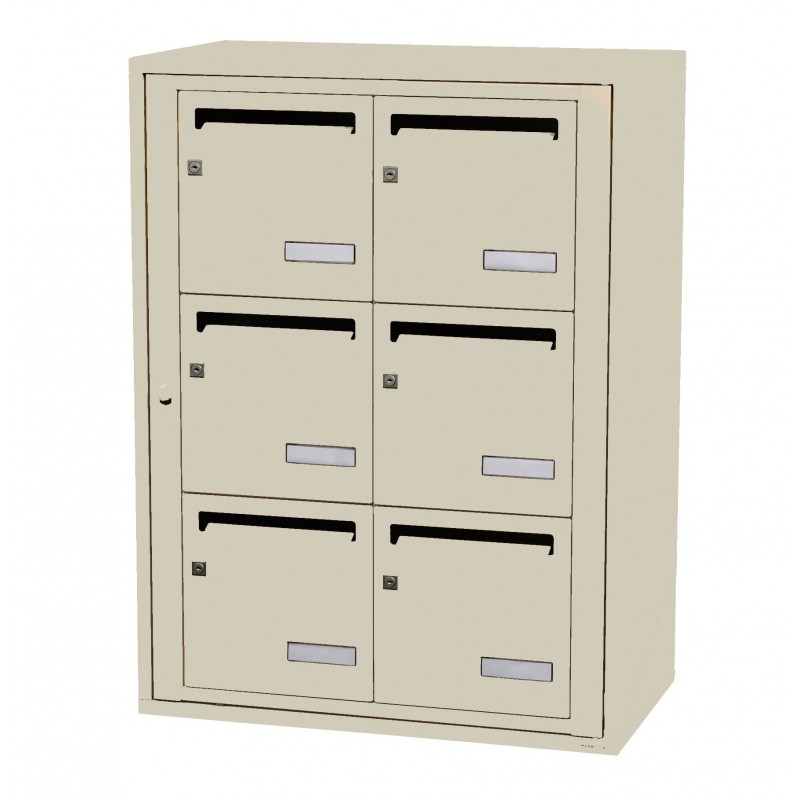 LEABOX - Bloc de 6 Boites aux Lettres Collectives Intérieur en Acier