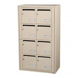 Bloc de 8 Boîtes aux Lettres LEABOX Collectives Intérieur Mural Beige - 2x4