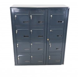 Bloc de 12 Boîtes aux Lettres LEABOX Collectives Extérieur Mural Gris Anthracite - 3x4 - NEUF Déclassé